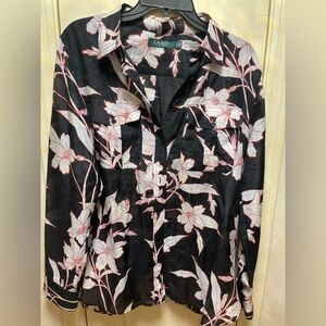 🖤Ralph Lauren Black and White Floral Large Shirt♥️
